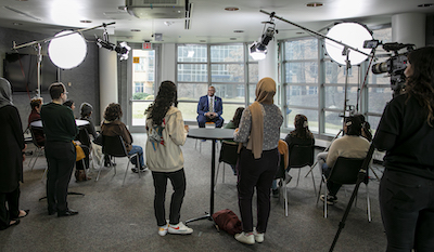 students assembled for the recording of the video series