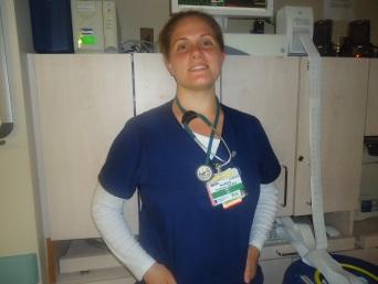Audrey Ferguson in scrubs at the Rehabilitation Medicine Department at the NIH